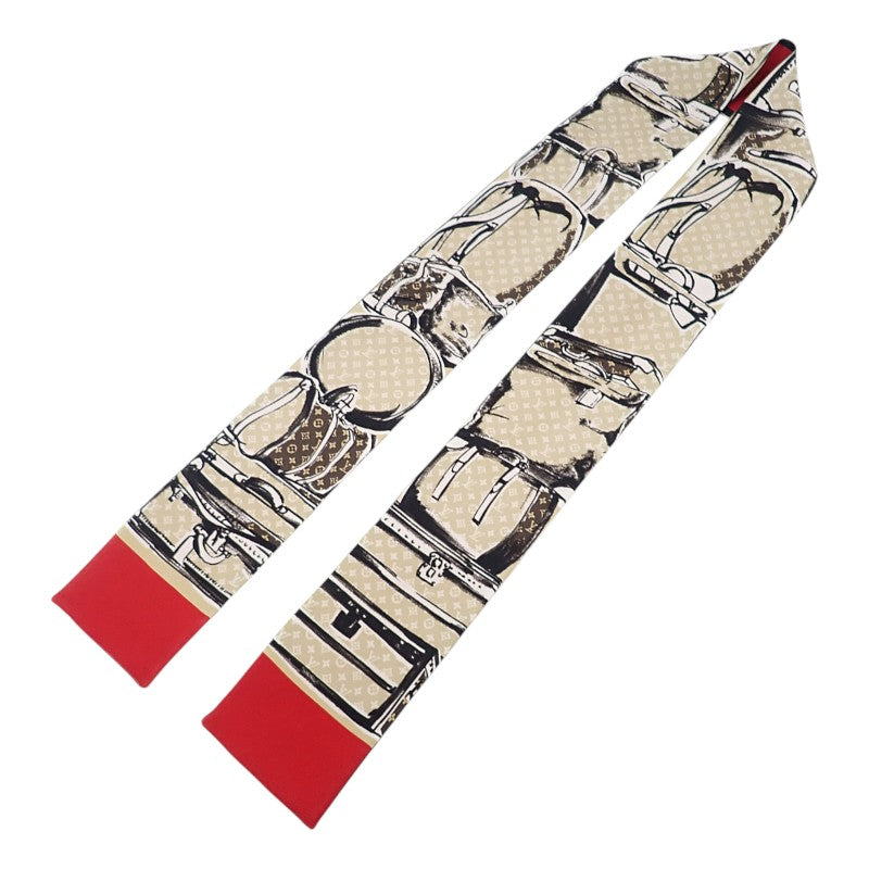 ルイヴィトン LOUIS VUITTON バンドー・トランク M73964 スカーフ シルク レッド ベージュ レディース【中古】【ABランク】