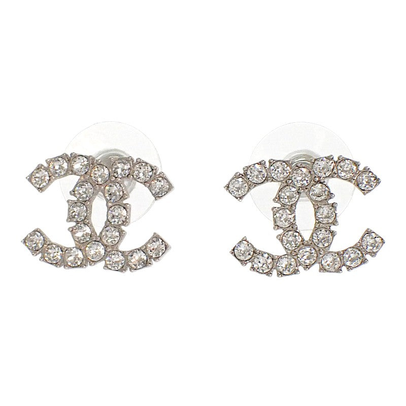 シャネル CHANEL ココマーク ピアス メタル クリスタル シルバー金具 レディース【中古】【ABランク】