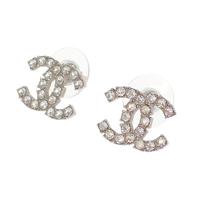 シャネル CHANEL ココマーク ピアス メタル クリスタル シルバー金具 レディース【中古】【ABランク】