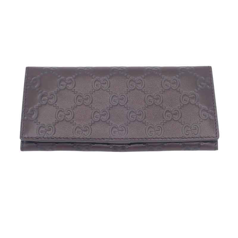 グッチ GUCCI グッチシマ ロングウォレット 146229 長財布 レザー ブラウン レディース メンズ【中古】【Aランク】