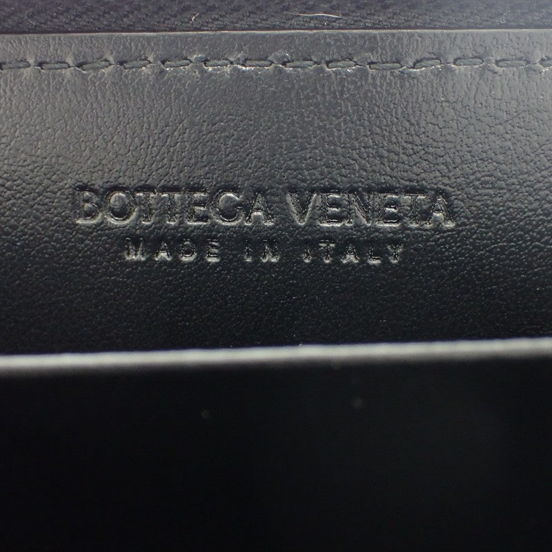 ボッテガヴェネタ BOTTEGA VENETA タイニー ジップアラウンド カードケース コインケース ラムスキン ブラック ゴールド金具 レディース メンズ【中古】【ABランク】