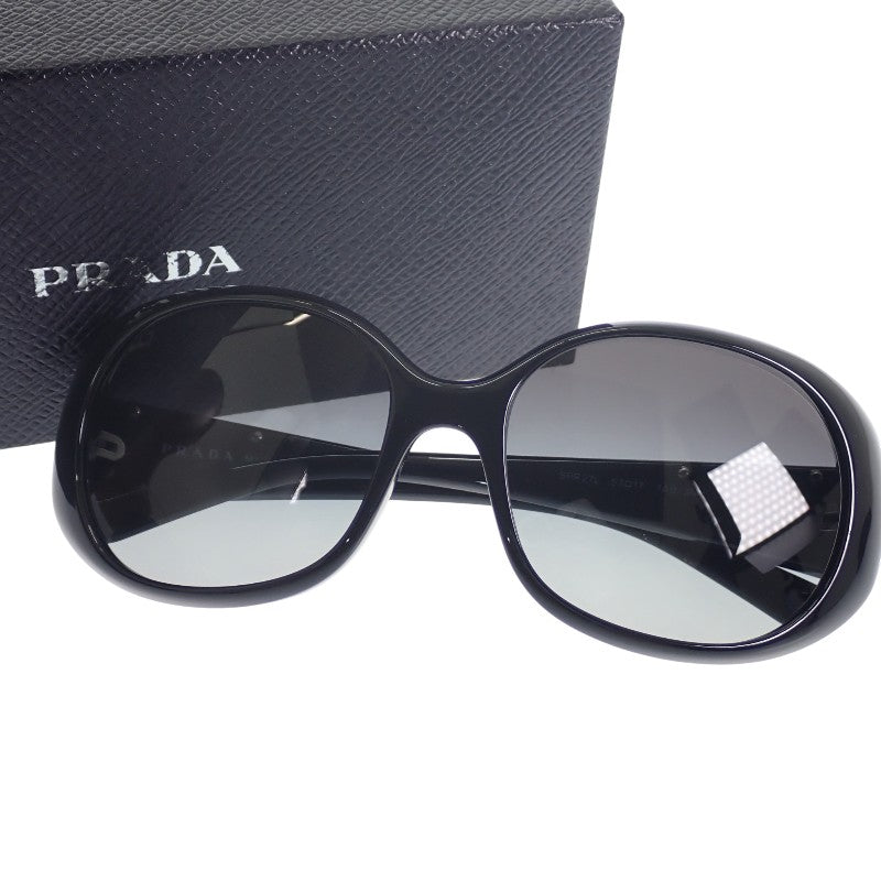 プラダ PRADA オーバル トライアングルロゴ SPR27L サングラス メタル プラスチック ブラック シルバー金具 レディース【中古】【Aランク】