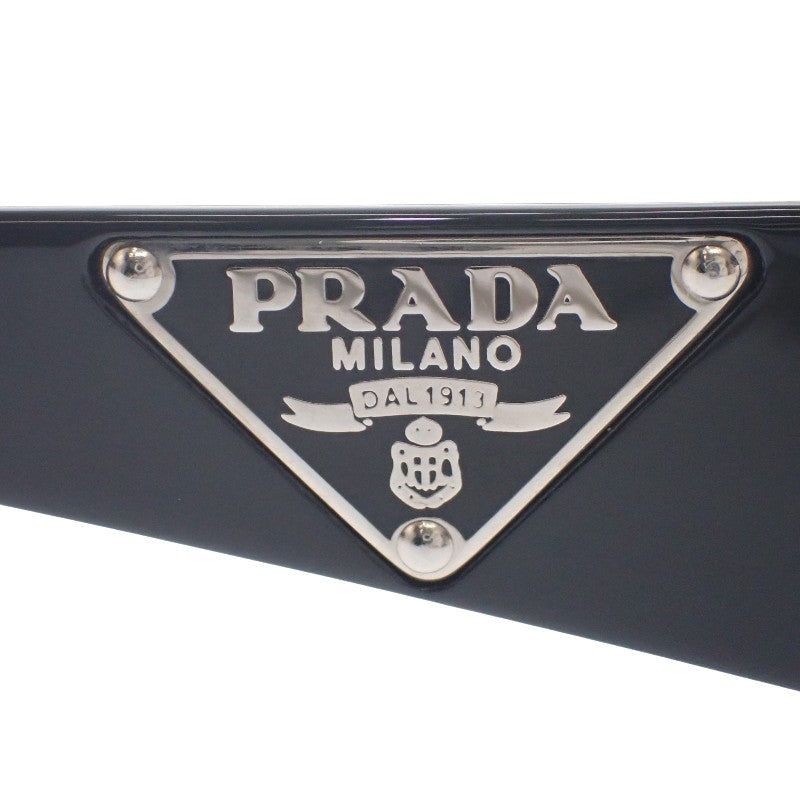 プラダ PRADA オーバル トライアングルロゴ SPR27L サングラス メタル プラスチック ブラック シルバー金具 レディース【中古】【Aランク】
