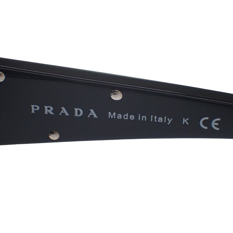 プラダ PRADA オーバル トライアングルロゴ SPR27L サングラス メタル プラスチック ブラック シルバー金具 レディース【中古】【Aランク】