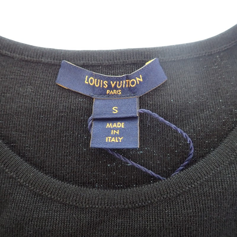 ルイヴィトン LOUIS VUITTON ラッフルフリル オープンショルダー トップス S ニット ウール カシミヤ シルク ブラック レディース【中古】【Aランク】