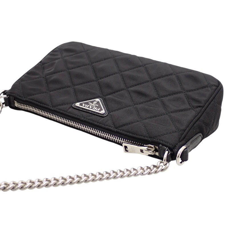 プラダ PRADA キルティングナイロンミニ 1BH026 2WAYバッグ Re-Nylon ブラック シルバー金具【中古】【Aランク】