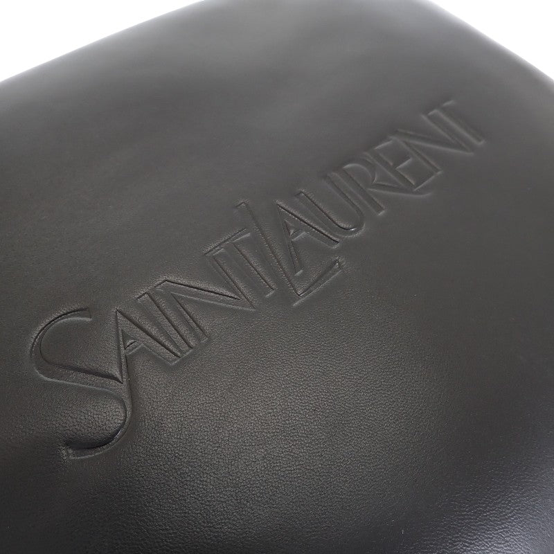 サンローラン SAINT LAURENT ラージパフィーポーチ セカンドバッグ 779512 クラッチバッグ ラムスキン ブラック シルバー金具 レディース メンズ【中古】【Aランク】