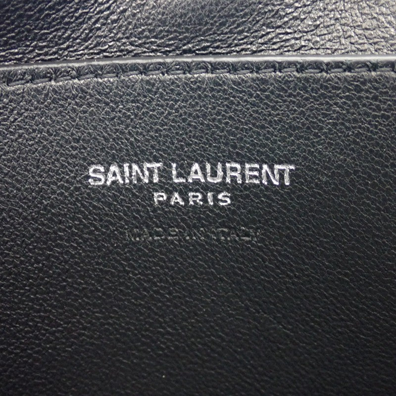 サンローラン SAINT LAURENT ラージパフィーポーチ セカンドバッグ 779512 クラッチバッグ ラムスキン ブラック シルバー金具 レディース メンズ【中古】【Aランク】