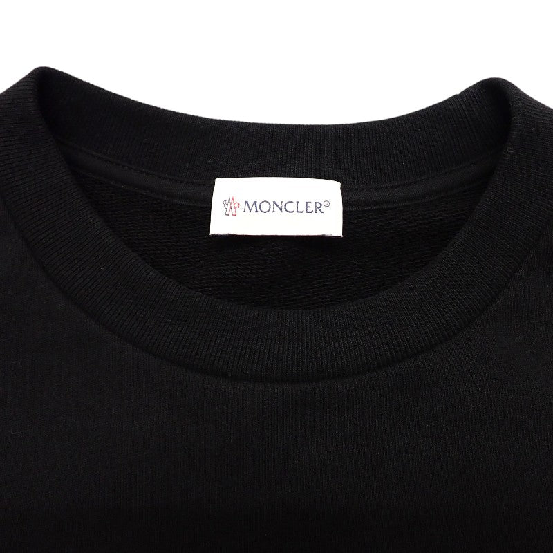 モンクレール MONCLER クルーネック M K10918G00033_89AUJ スウェット コットン ブラック メンズ レディース【中古】【ABランク】