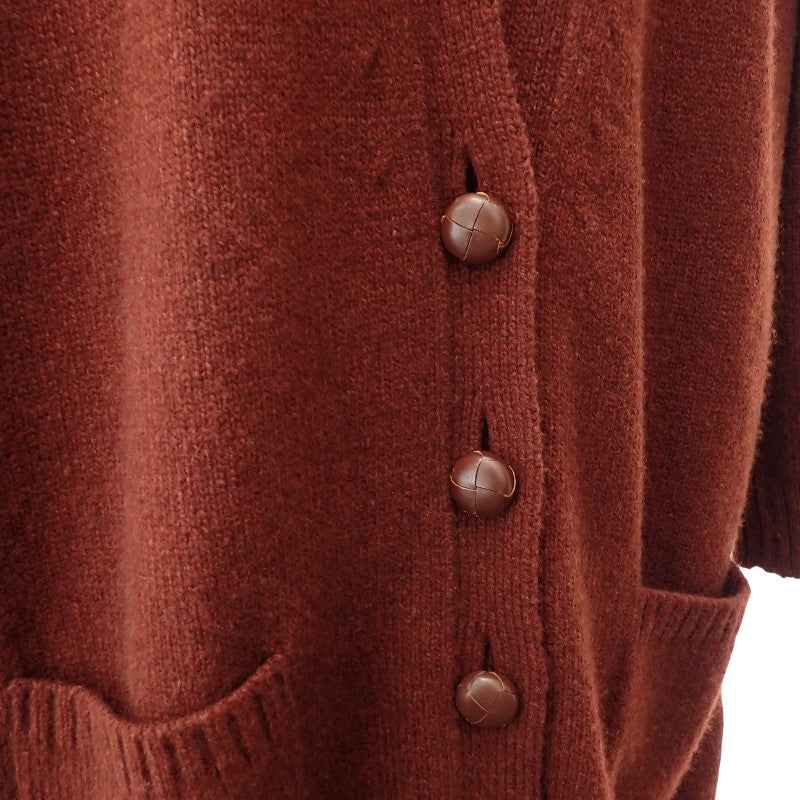 エルメス HERMES ロング オーバーサイズ 40 カーディガン レザー