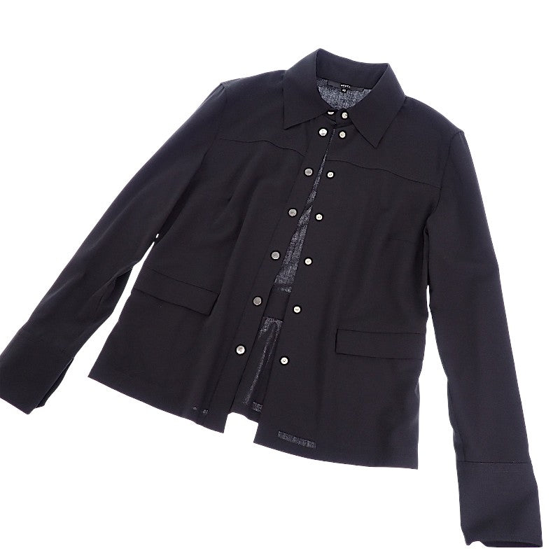 グッチ GUCCI シャツブラウス 40 長袖シャツ ウール ナイロン ブラック 黒 シルバー金具 レディース【中古】【ABランク】