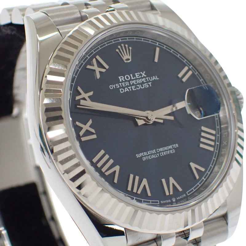 ロレックス ROLEX デイトジャスト 41 126334 腕時計 K18ホワイトゴールド ステンレススチール 自動巻き ブライトブルー文字盤 メンズ【中古】【SAランク】