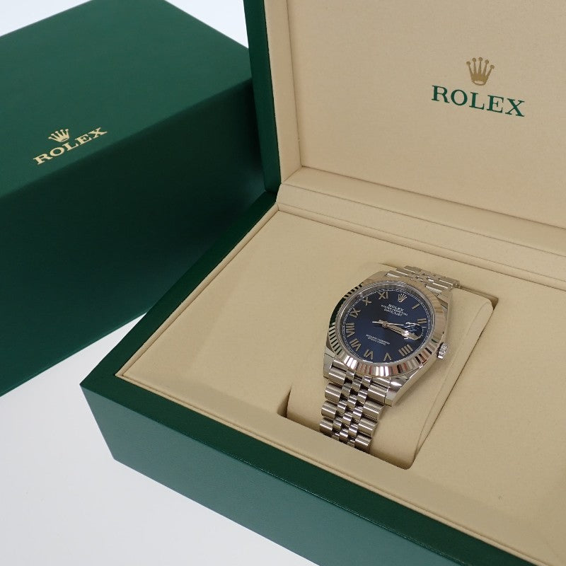 ロレックス ROLEX デイトジャスト 41 126334 腕時計 K18ホワイトゴールド ステンレススチール 自動巻き ブライトブルー文字盤 メンズ【中古】【SAランク】