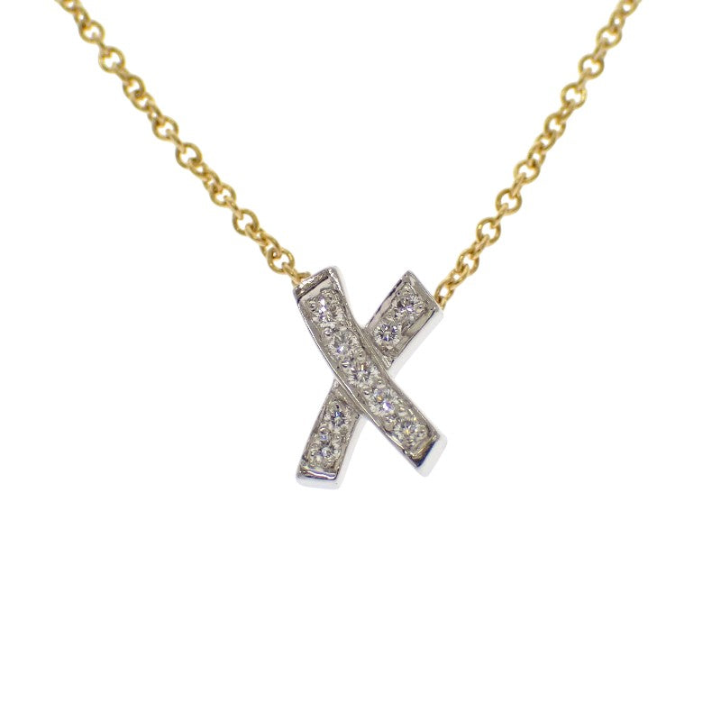 ティファニー TIFFANY&Co. パロマ・ピカソ キス クロス ネックレス K18イエローゴールド Pt950プラチナ ダイヤモンド レディース【中古】【Aランク】