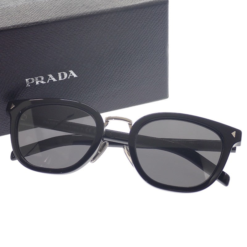 プラダ PRADA ウェリントン S PR C01SD サングラス メタル アセテート ブラック シルバー金具 メンズ【中古】【Aランク】