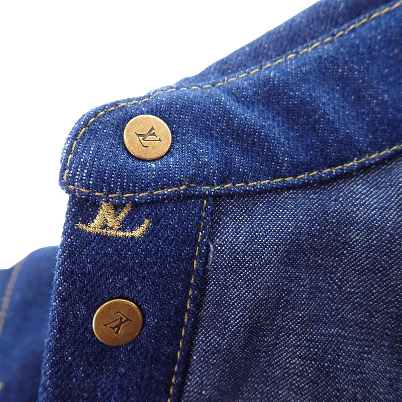 ルイヴィトン LOUIS VUITTON ショートスリーブデニムシャツ 半袖シャツ コットン ネイビー メンズ【中古】【Aランク】