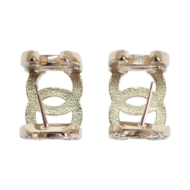 シャネル CHANEL トリプルココマーク フープピアス B23B ピアス メタル クリスタル ゴールド レディース【中古】【Aランク】