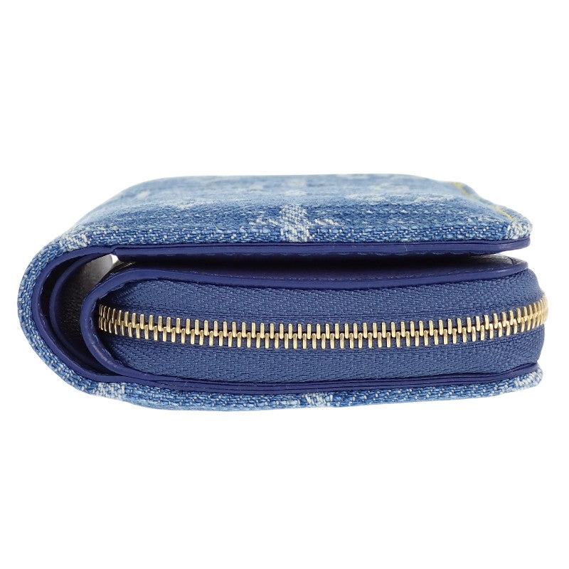 ルイヴィトン LOUIS VUITTON ポルトフォイユ・ルー 日本限定 M83160 二つ折り財布 モノグラムデニム ブルー ゴールド金具 レディース【中古】【Aランク】