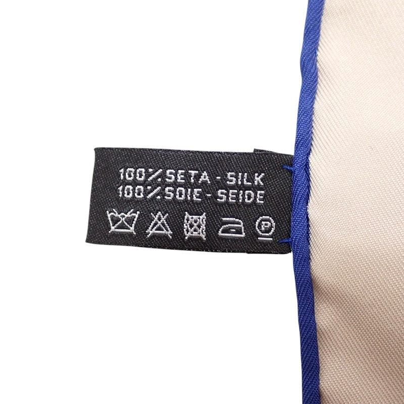 シャネル CHANEL ココマーク 幾何学 スカーフ シルク ベージュ ブルー レディース【中古】【ABランク】