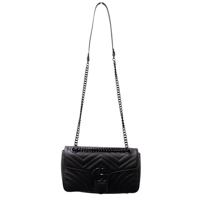 グッチ GUCCI GGマーモント スモール 443497 ショルダーバッグ カーフ ソーブラック レディース【中古】【Aランク】