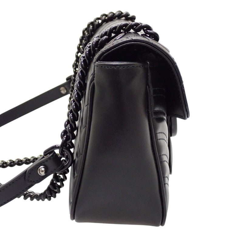 グッチ GUCCI GGマーモント スモール 443497 ショルダーバッグ カーフ ソーブラック レディース【中古】【Aランク】