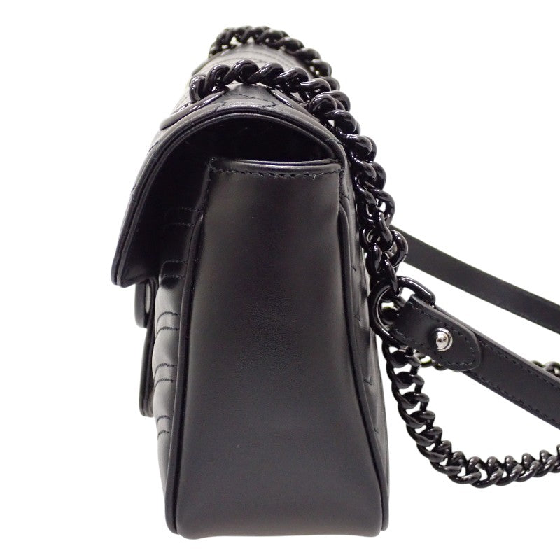 グッチ GUCCI GGマーモント スモール 443497 ショルダーバッグ カーフ ソーブラック レディース【中古】【Aランク】