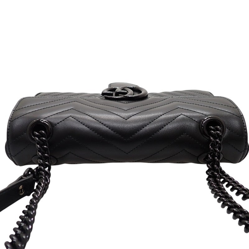 グッチ GUCCI GGマーモント スモール 443497 ショルダーバッグ カーフ ソーブラック レディース【中古】【Aランク】
