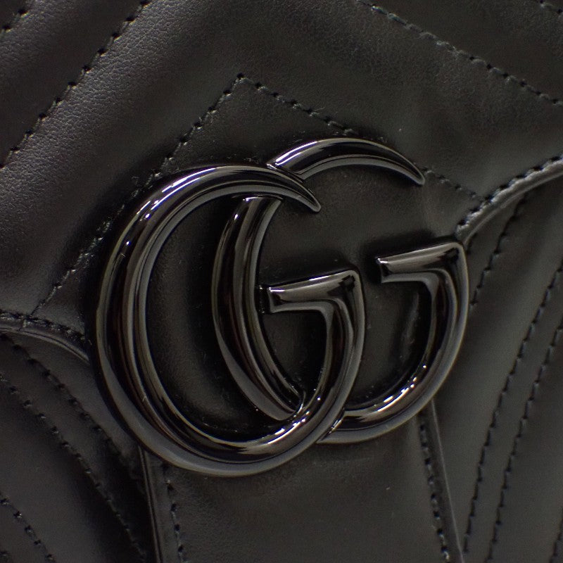 グッチ GUCCI GGマーモント スモール 443497 ショルダーバッグ カーフ ソーブラック レディース【中古】【Aランク】