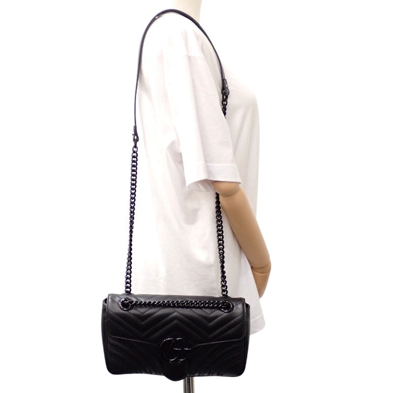 グッチ GUCCI GGマーモント スモール 443497 ショルダーバッグ カーフ ソーブラック レディース【中古】【Aランク】