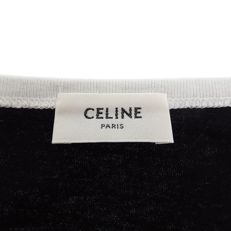 セリーヌ CELINE トリオンフ ロゴ キャミソール 38 2X89D507Z.38CR タンクトップ コットン ブラック レディース【中古】【ABランク】
