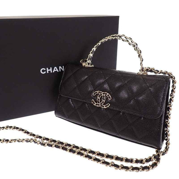 シャネル CHANEL マトラッセフォンケース AP3238 B10307 94305 2WAYバッグ ハンドバッグ ショルダーバッグ キャビアスキン ブラック 黒 ゴールド金具 レディース【中古】【Aランク】