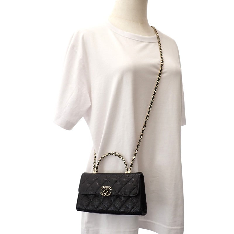 シャネル CHANEL マトラッセフォンケース AP3238 B10307 94305 2WAYバッグ ハンドバッグ ショルダーバッグ キャビアスキン ブラック 黒 ゴールド金具 レディース【中古】【Aランク】