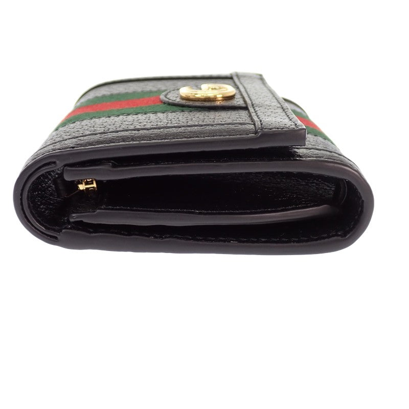 グッチ GUCCI オフディアウォレット 719887 DJ2DG 1060 二つ折り財布 レザー ブラック ゴールド金具 レディース メンズ ユニセックス【中古】【SAランク】