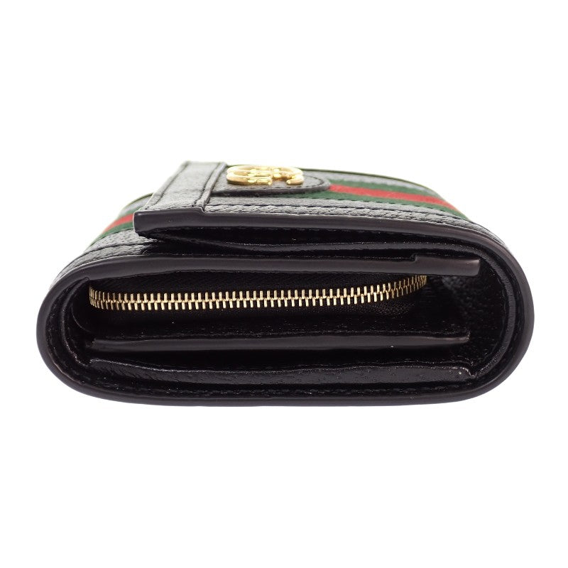 グッチ GUCCI オフディアウォレット 719887 DJ2DG 1060 二つ折り財布 レザー ブラック ゴールド金具 レディース メンズ ユニセックス【中古】【SAランク】