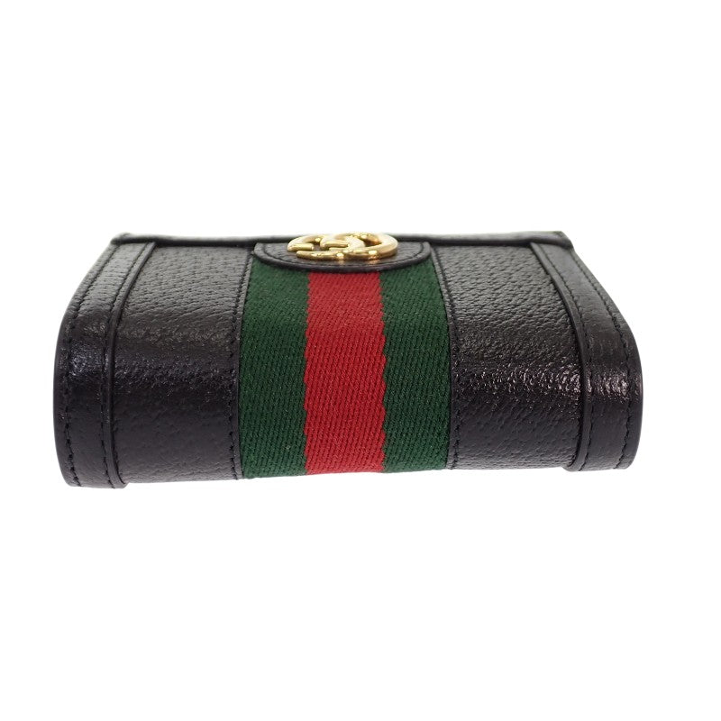 グッチ GUCCI オフディアウォレット 719887 DJ2DG 1060 二つ折り財布 レザー ブラック ゴールド金具 レディース メンズ ユニセックス【中古】【SAランク】