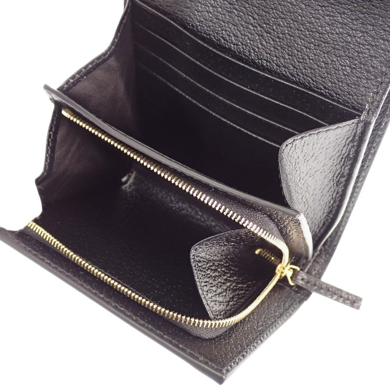 グッチ GUCCI オフディアウォレット 719887 DJ2DG 1060 二つ折り財布 レザー ブラック ゴールド金具 レディース メンズ ユニセックス【中古】【SAランク】