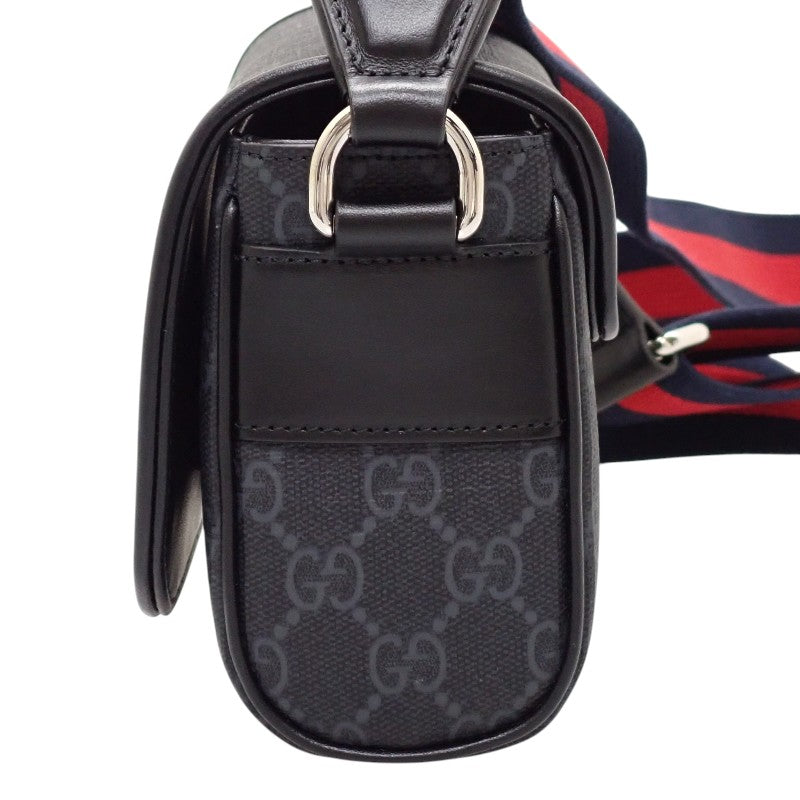 グッチ GUCCI GGスーパーミニ 791741_FADJA_1042 ショルダーバッグ ポリウレタン ブラック レッド メンズ【中古】【SAランク】