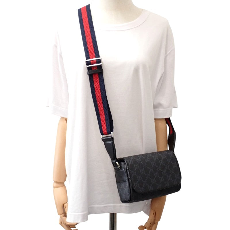 グッチ GUCCI GGスーパーミニ 791741_FADJA_1042 ショルダーバッグ ポリウレタン ブラック レッド メンズ【中古】【SAランク】