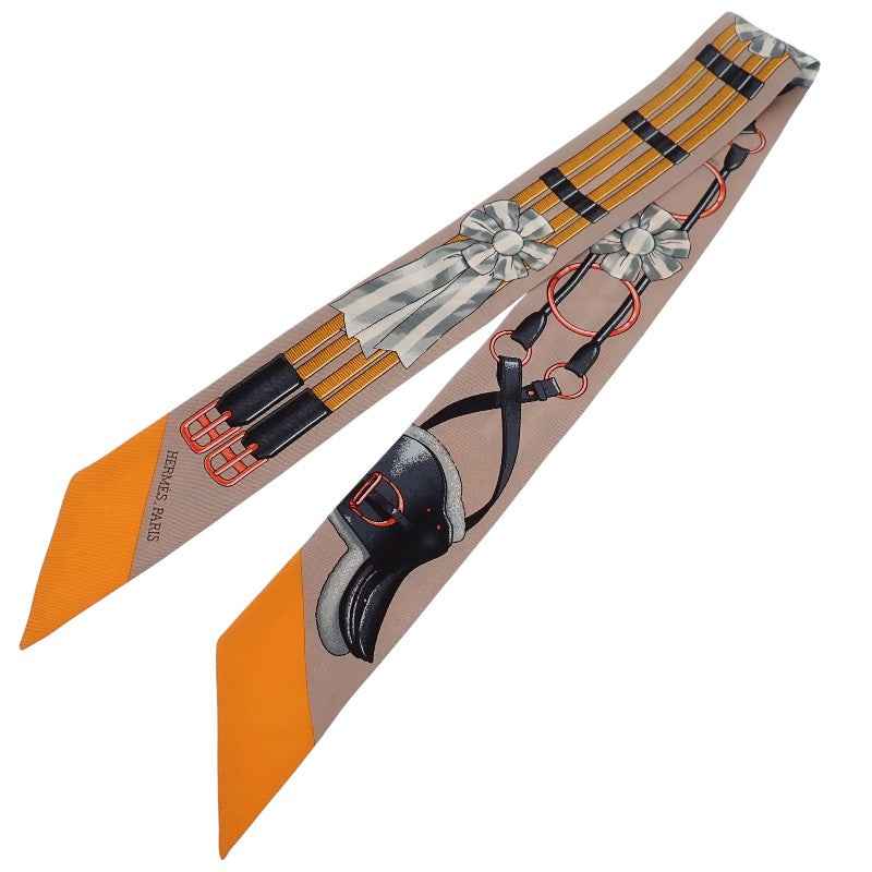 エルメス HERMES ツイリー Jumping スカーフ シルク ベージュサンドル