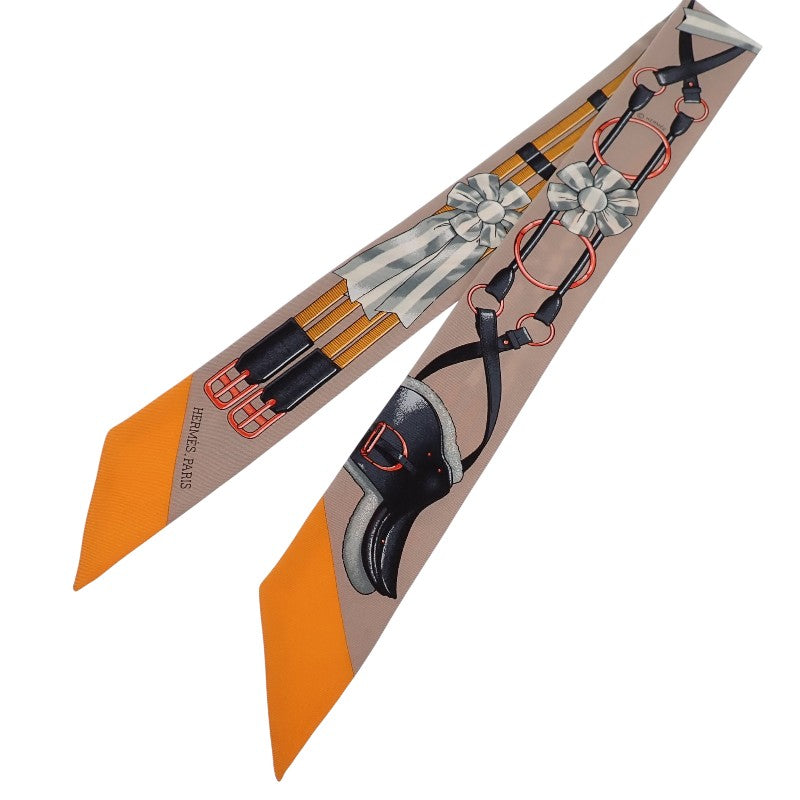 エルメス HERMES ツイリー Jumping スカーフ シルク ベージュサンドル