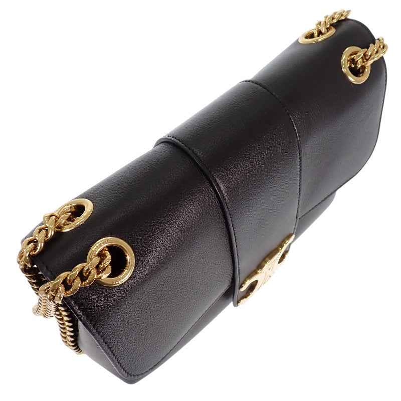 セリーヌ CELINE ヴィクトワール ミディアム チェーン 115853FDU.38NO　　 ショルダーバッグ カーフ ブラック ゴールド金具 レディース【中古】【Aランク】