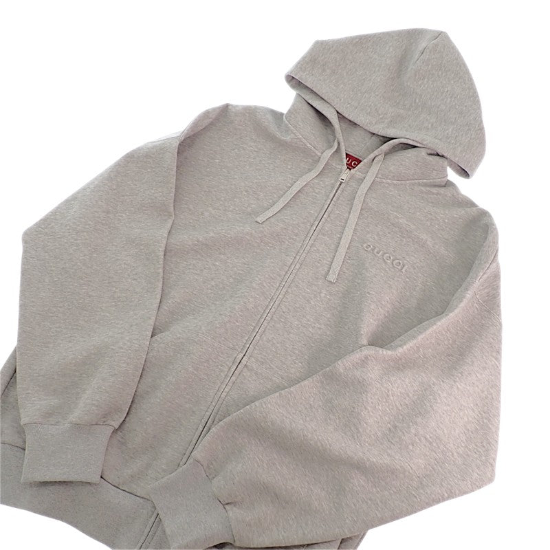 グッチ GUCCI コットンジャージー フーデッド スウェットシャツ L 795419 XJGQH 1056 パーカー コットン グレー メンズ ユニセックス【中古】【Aランク】