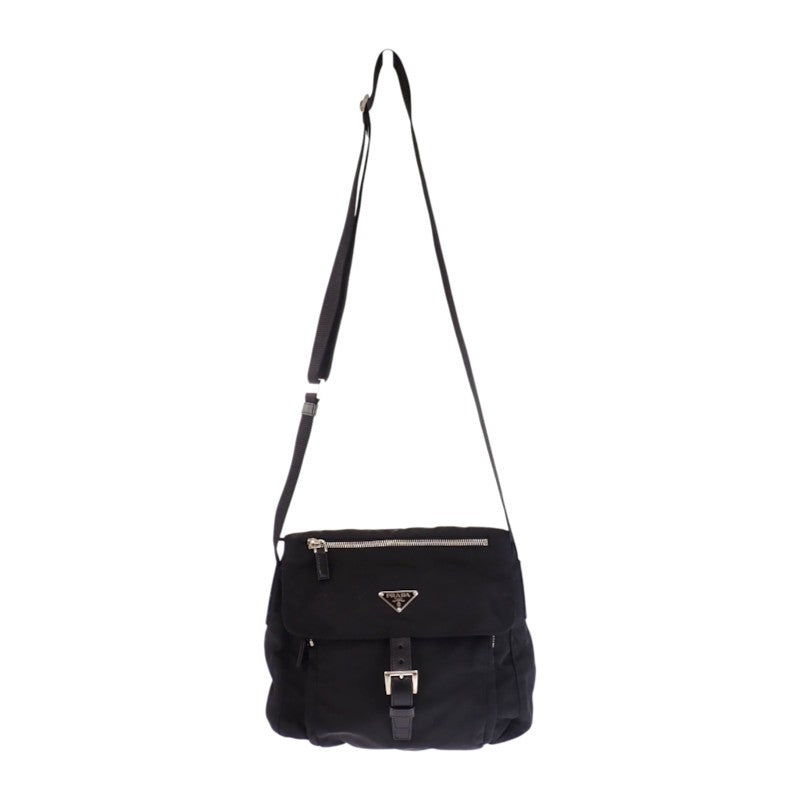 プラダ PRADA トライアングル BT8994 ショルダーバッグ ナイロン ブラック シルバー金具 メンズ レディース【中古】【ABランク】