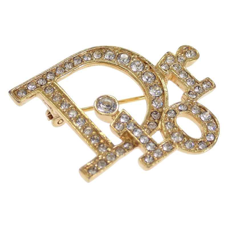 専用⭐︎ ディオール ロゴ ブローチ ゴールドカラー ディオール Dior ロゴ ブローチ メタル ラインストーン ゴールド