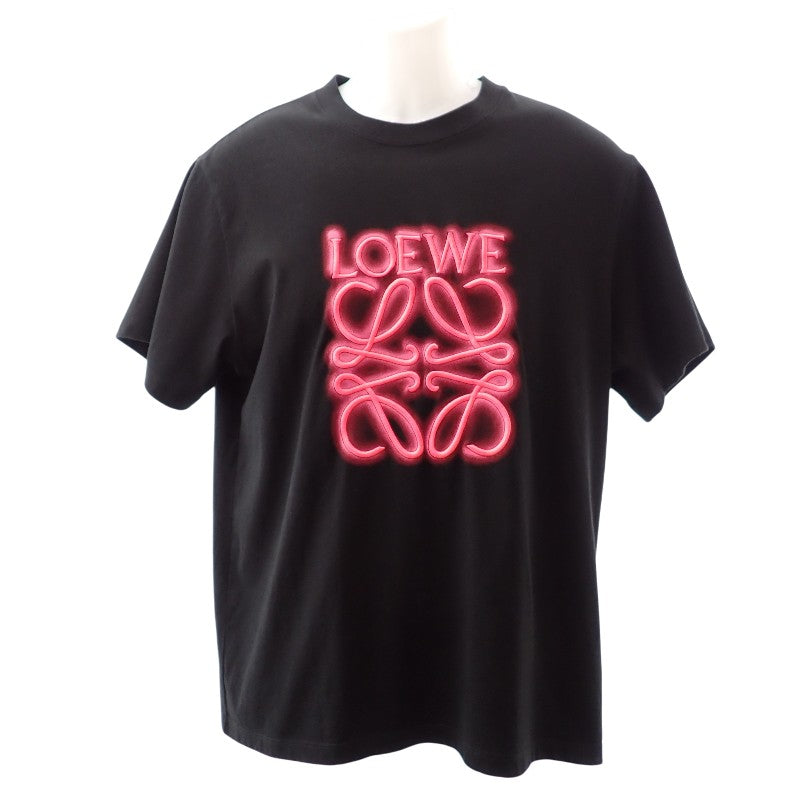 ロエベ LOEWE ネオン アナグラム 刺繍 Tシャツ S H526Y22X12 8964 半袖Ｔシャツ コットン ブラック ピンク メンズ レディース【中古】【Aランク】