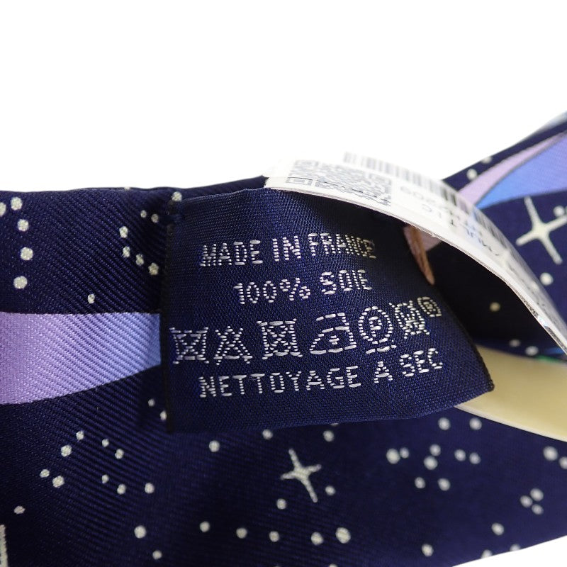 エルメス HERMES ツイリー SPACE DERBY 063573S_05 スカーフ シルク ネイビー マリン ローズ レディース【中古】【Aランク】