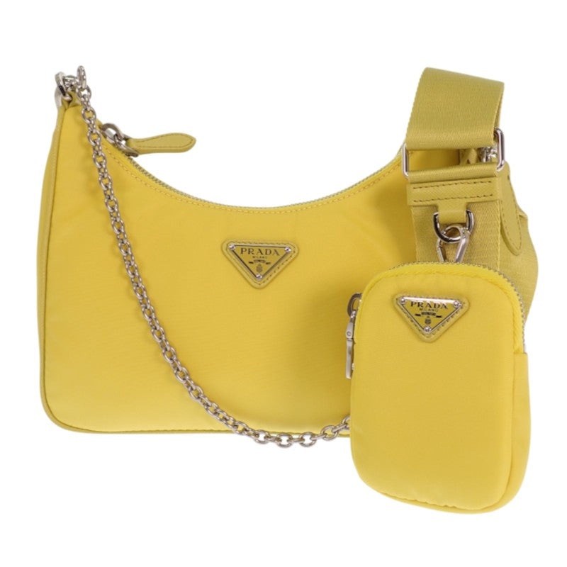 プラダ PRADA Re-Nylonバッグ 1BH204 2WAYバッグ ハンドバッグ ショルダーバッグ ナイロン イエロー 黄色 シルバー金具 レディース【中古】【Aランク】