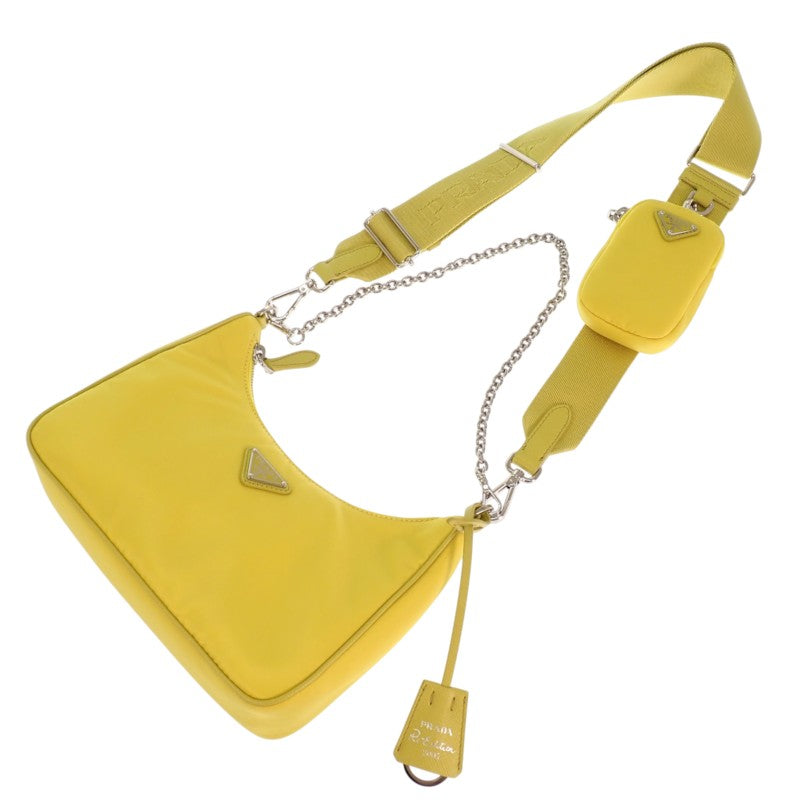 プラダ PRADA Re-Nylonバッグ 1BH204 2WAYバッグ ハンドバッグ ショルダーバッグ ナイロン イエロー 黄色 シルバー金具 レディース【中古】【Aランク】