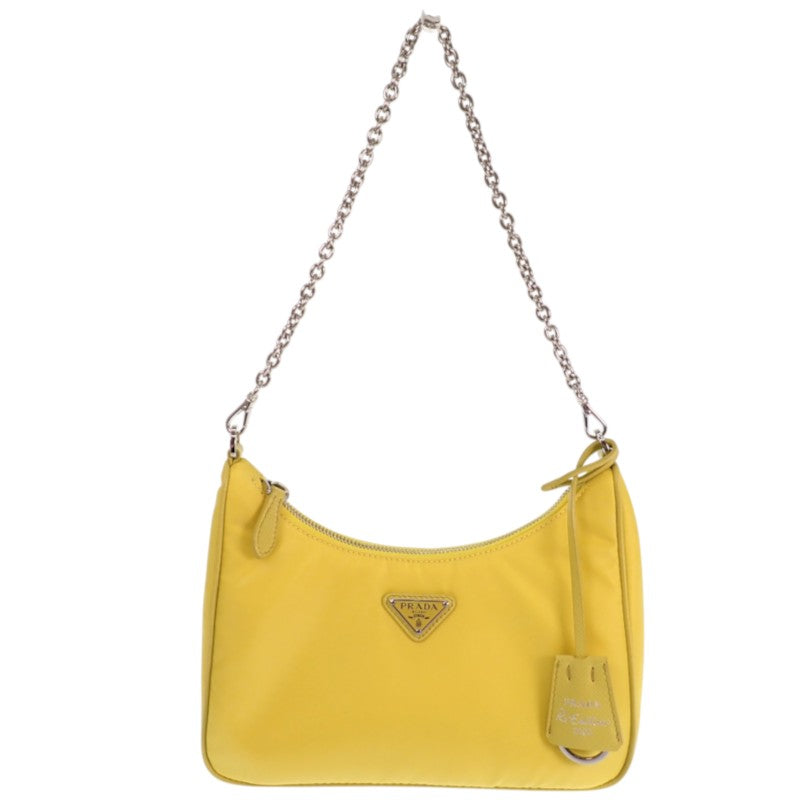 プラダ PRADA Re-Nylonバッグ 1BH204 2WAYバッグ ハンドバッグ ショルダーバッグ ナイロン イエロー 黄色 シルバー金具 レディース【中古】【Aランク】