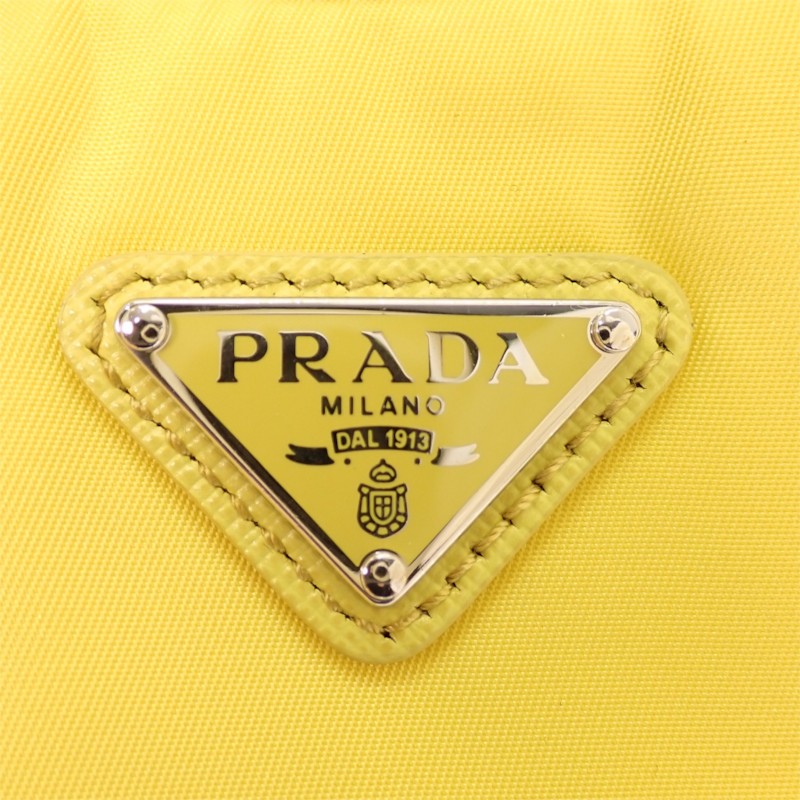 プラダ PRADA Re-Nylonバッグ 1BH204 2WAYバッグ ハンドバッグ ショルダーバッグ ナイロン イエロー 黄色 シルバー金具 レディース【中古】【Aランク】